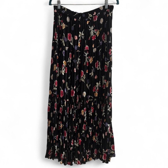 Vintage Floral Black Pleated Skirt Cottagecore Y2K Women’s Small Whimsical - Picture 1 of 5
